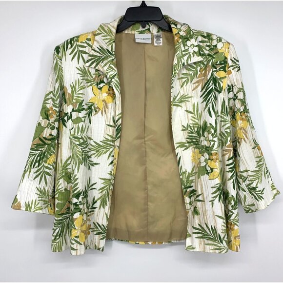 Alfred Dunner Jacket Floral Print Open Front 3/4 Sleeve Resort - Picture 1 of 10